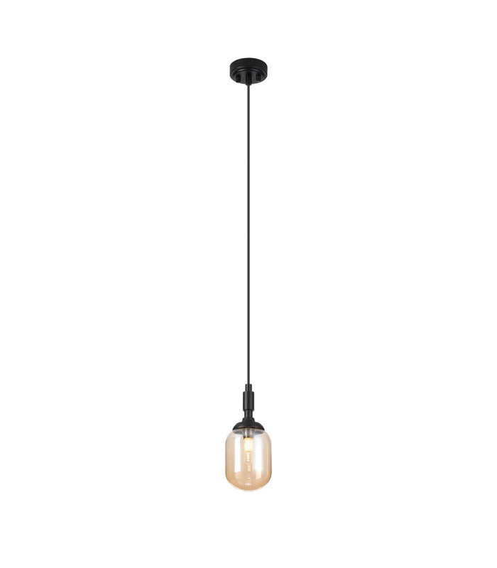 Richmond 9cm Pendant 1 Light G9 IP44 Satin Black/Amber Smooth Tubular Glass-4