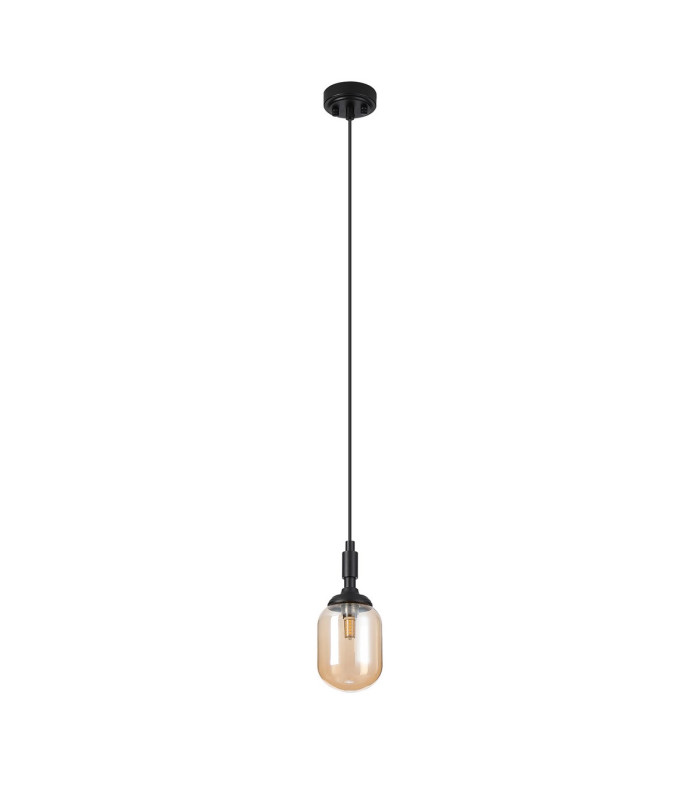 Richmond 9cm Pendant 1 Light G9 IP44 Satin Black/Amber Smooth Tubular Glass-5