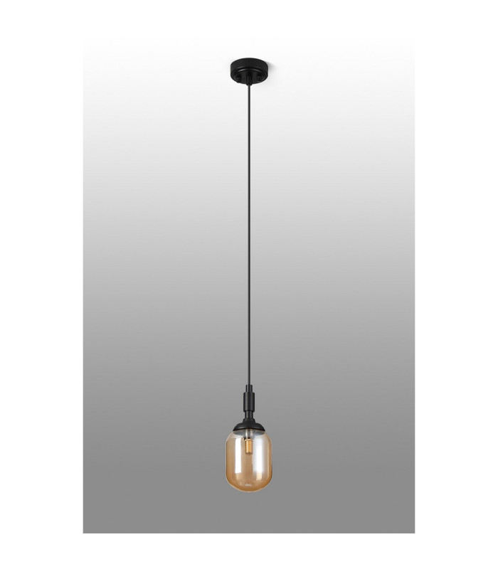 Richmond 9cm Pendant 1 Light G9 IP44 Satin Black/Amber Smooth Tubular Glass-8