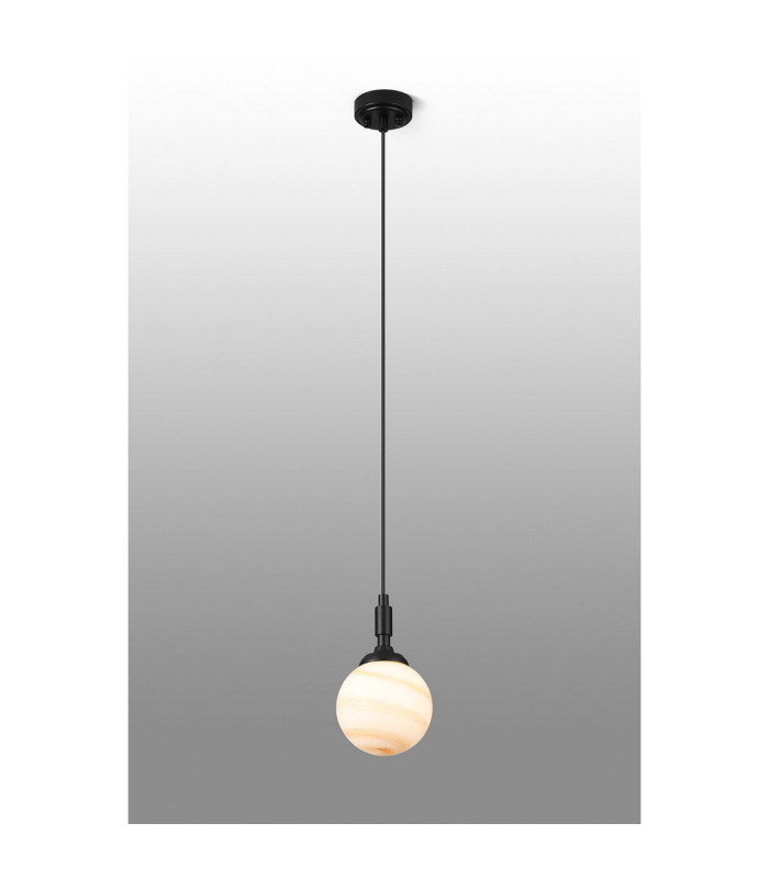 Richmond 12cm Pendant 1 Light G9 IP44 Satin Black/Brown/White Round Marble Effect Glass-3