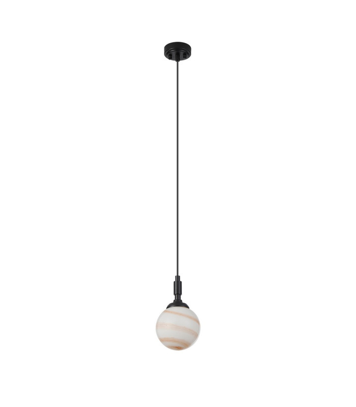 Richmond 12cm Pendant 1 Light G9 IP44 Satin Black/Brown/White Round Marble Effect Glass-5