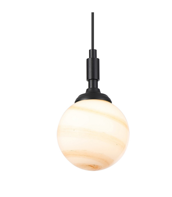 Richmond 12cm Pendant 1 Light G9 IP44 Satin Black/Brown/White Round Marble Effect Glass-7