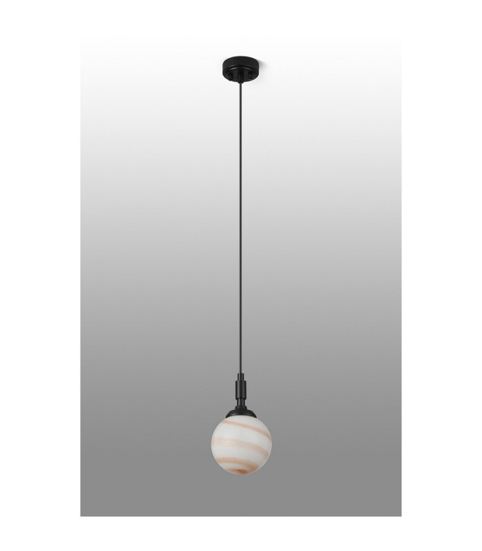 Richmond 12cm Pendant 1 Light G9 IP44 Satin Black/Brown/White Round Marble Effect Glass-8