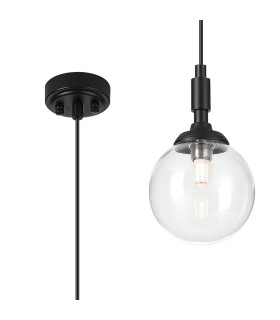 Richmond 12cm Pendant 1 Light G9 IP44 Satin Black/Clear Smooth Round Glass-1