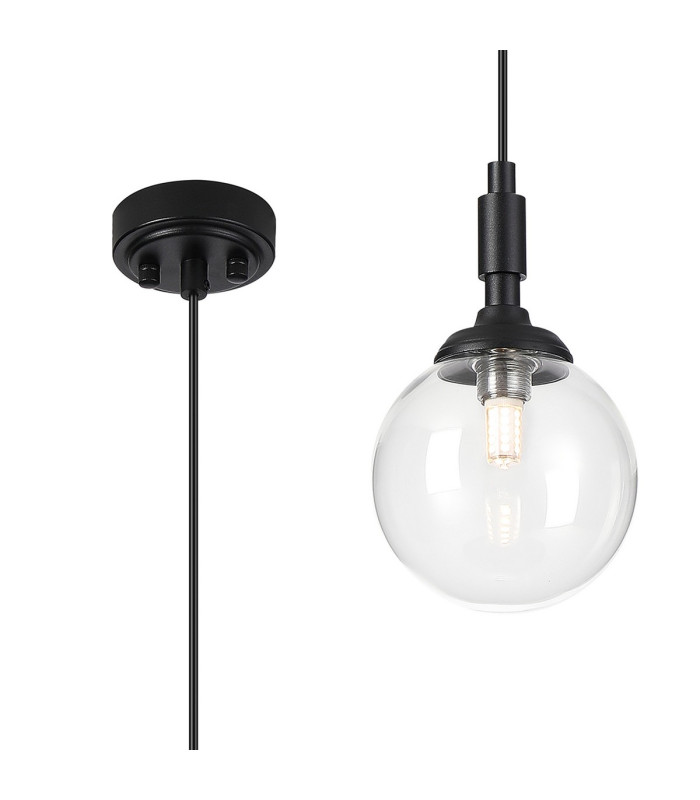 Richmond 12cm Pendant 1 Light G9 IP44 Satin Black/Clear Smooth Round Glass-1