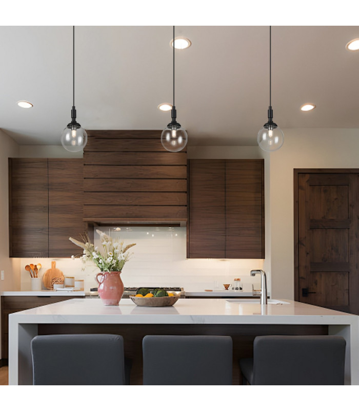 Richmond 12cm Pendant 1 Light G9 IP44 Satin Black/Clear Smooth Round Glass-4