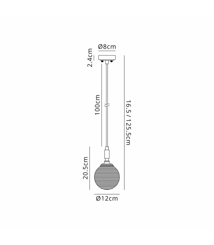 Richmond 12cm Pendant 1 Light G9 IP44 Satin Black/Clear Ribbed Round Glass-2