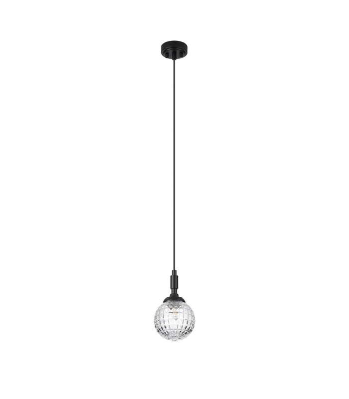 Richmond 12cm Pendant 1 Light G9 IP44 Satin Black/Clear Cross Pattern Round Glass-5