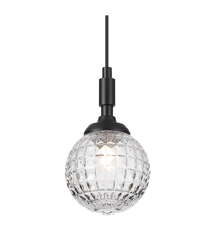 Richmond 12cm Pendant 1 Light G9 IP44 Satin Black/Clear Cross Pattern Round Glass-7