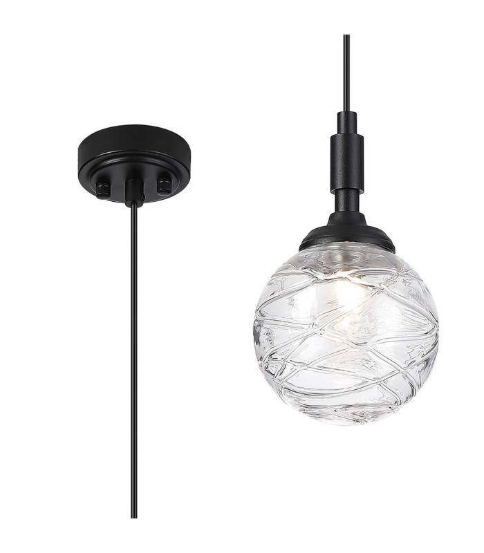 Richmond 12cm Pendant 1 Light G9 IP44 Satin Black/Clear Dune Effect Round Glass-1