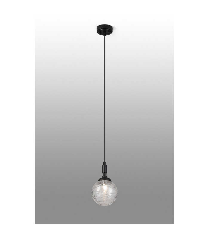 Richmond 12cm Pendant 1 Light G9 IP44 Satin Black/Clear Dune Effect Round Glass-3