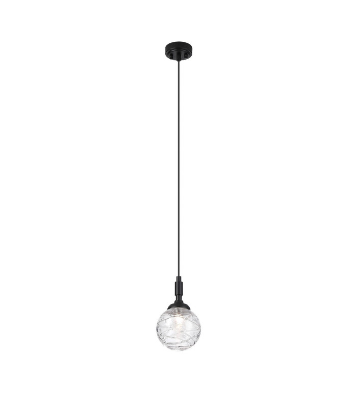 Richmond 12cm Pendant 1 Light G9 IP44 Satin Black/Clear Dune Effect Round Glass-4