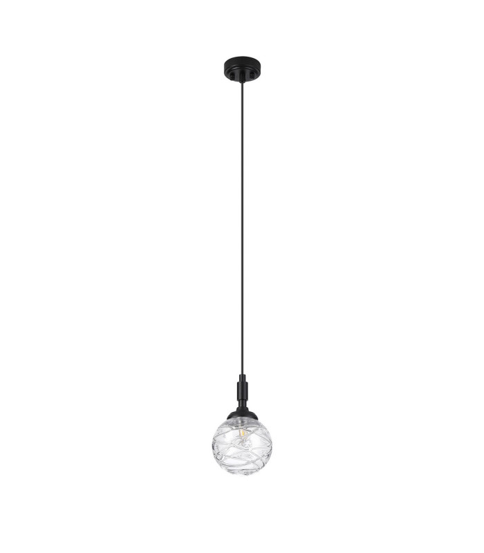 Richmond 12cm Pendant 1 Light G9 IP44 Satin Black/Clear Dune Effect Round Glass-5