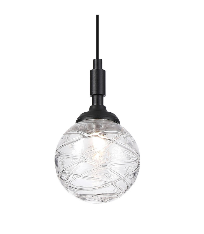 Richmond 12cm Pendant 1 Light G9 IP44 Satin Black/Clear Dune Effect Round Glass-7