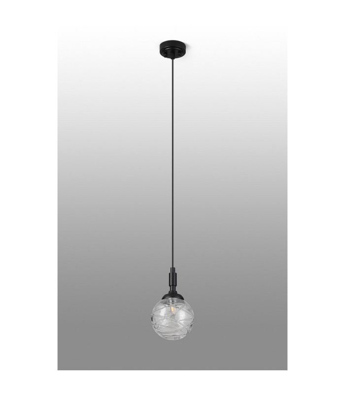 Richmond 12cm Pendant 1 Light G9 IP44 Satin Black/Clear Dune Effect Round Glass-8
