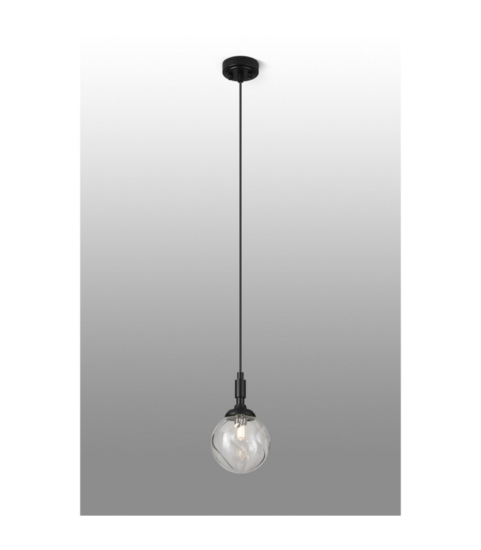 Richmond 12cm Pendant 1 Light G9 IP44 Satin Black/Clear Waved Round Glass-3