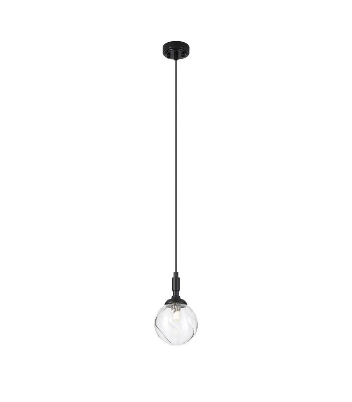 Richmond 12cm Pendant 1 Light G9 IP44 Satin Black/Clear Waved Round Glass-4