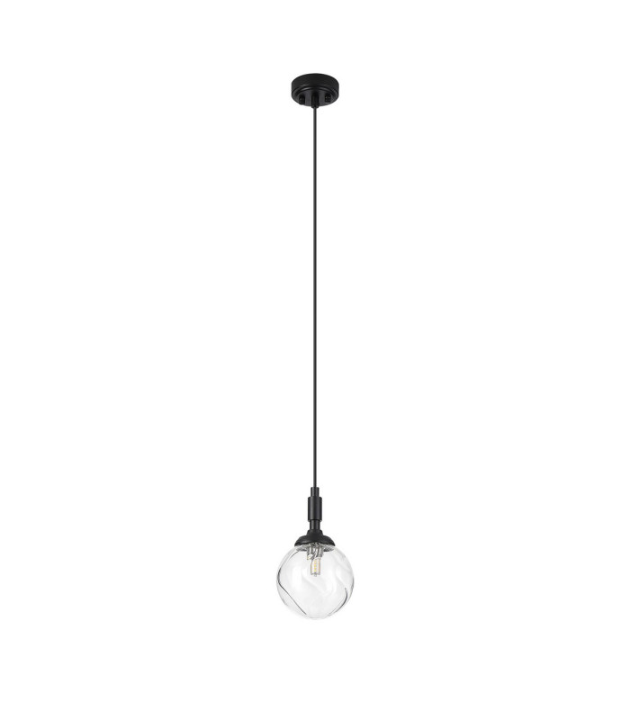 Richmond 12cm Pendant 1 Light G9 IP44 Satin Black/Clear Waved Round Glass-5