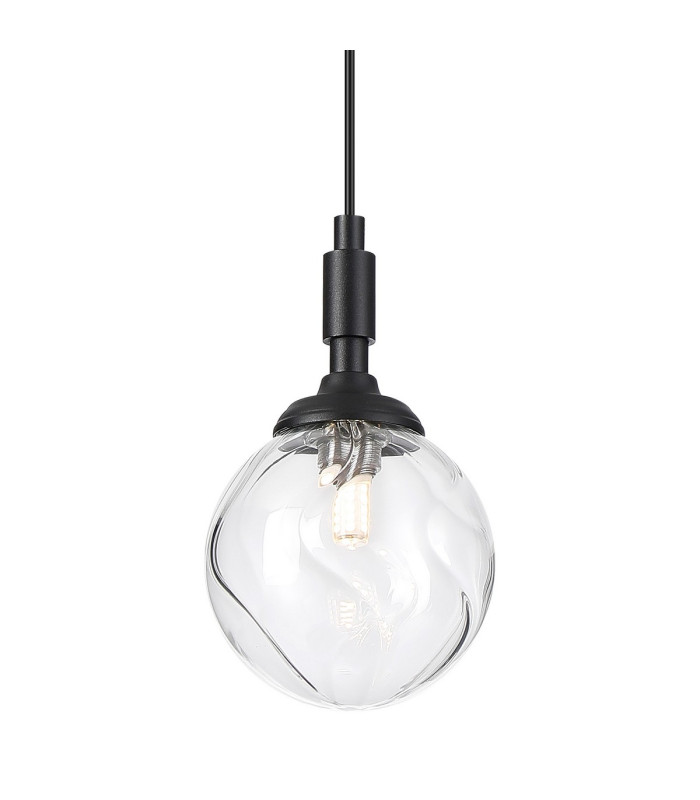 Richmond 12cm Pendant 1 Light G9 IP44 Satin Black/Clear Waved Round Glass-7