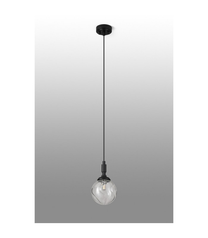 Richmond 12cm Pendant 1 Light G9 IP44 Satin Black/Clear Waved Round Glass-8