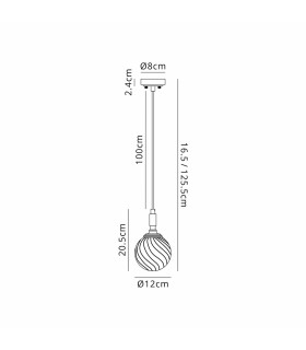 Richmond 12cm Pendant 1 Light G9 IP44 Satin Black/Clear Swirl Round Glass-2