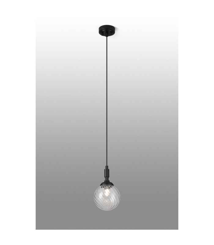 Richmond 12cm Pendant 1 Light G9 IP44 Satin Black/Clear Swirl Round Glass-3