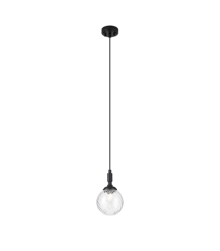 Richmond 12cm Pendant 1 Light G9 IP44 Satin Black/Clear Swirl Round Glass-4