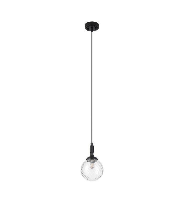 Richmond 12cm Pendant 1 Light G9 IP44 Satin Black/Clear Swirl Round Glass-5