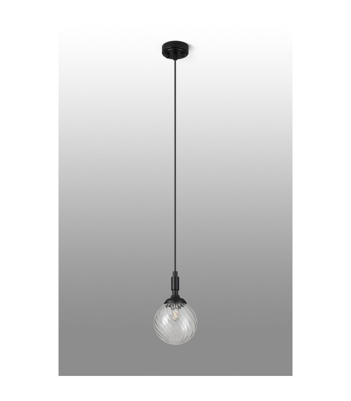 Richmond 12cm Pendant 1 Light G9 IP44 Satin Black/Clear Swirl Round Glass-8