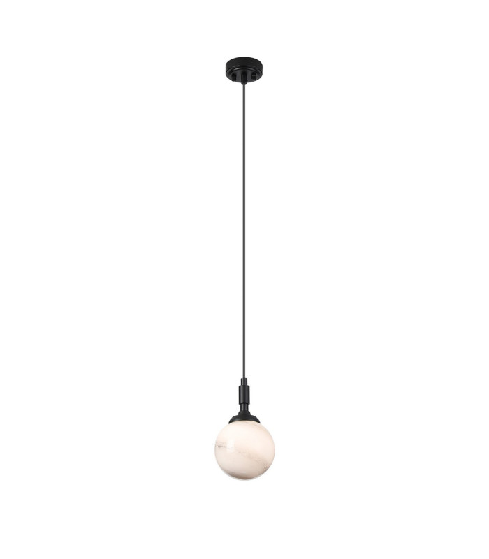 Richmond 12cm Pendant 1 Light G9 IP44 Satin Black/Grey/White Round Marble Effect Glass-4