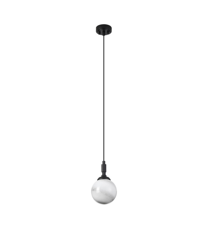 Richmond 12cm Pendant 1 Light G9 IP44 Satin Black/Grey/White Round Marble Effect Glass-5