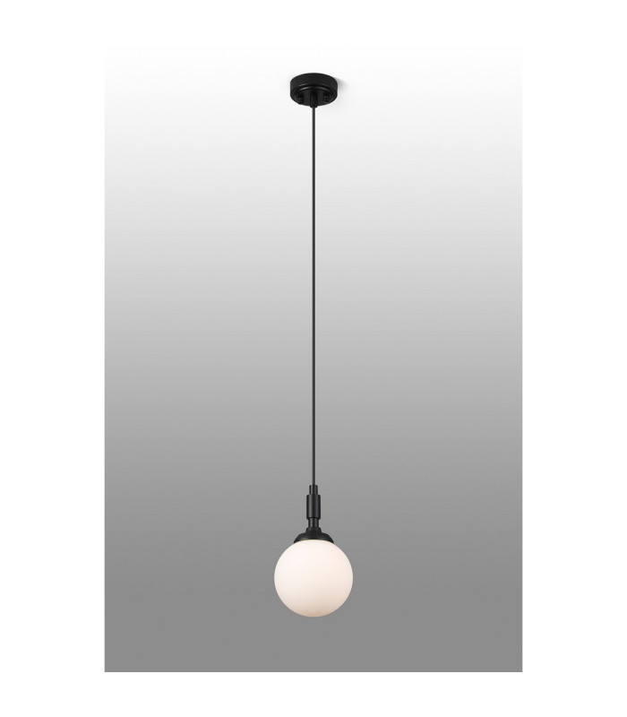 Richmond 12cm Pendant 1 Light G9 IP44 Satin Black/Opal Smooth Round Glass-3
