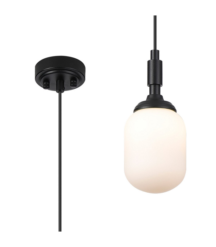 Richmond 9cm Pendant 1 Light G9 IP44 Satin Black/Opal Smooth Tubular Glass-1