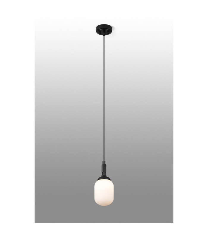 Richmond 9cm Pendant 1 Light G9 IP44 Satin Black/Opal Smooth Tubular Glass-3
