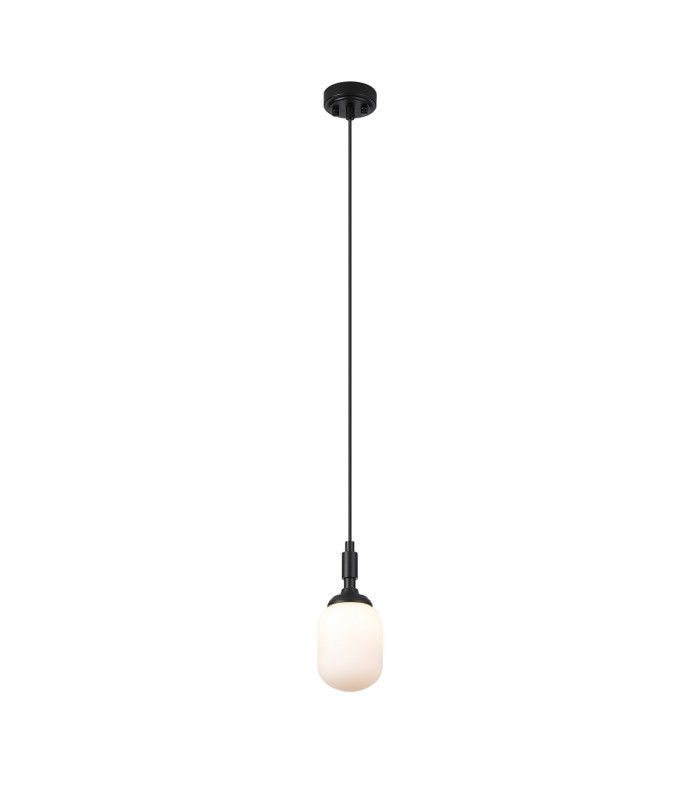 Richmond 9cm Pendant 1 Light G9 IP44 Satin Black/Opal Smooth Tubular Glass-5