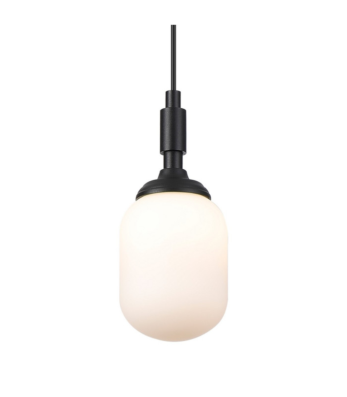 Richmond 9cm Pendant 1 Light G9 IP44 Satin Black/Opal Smooth Tubular Glass-8
