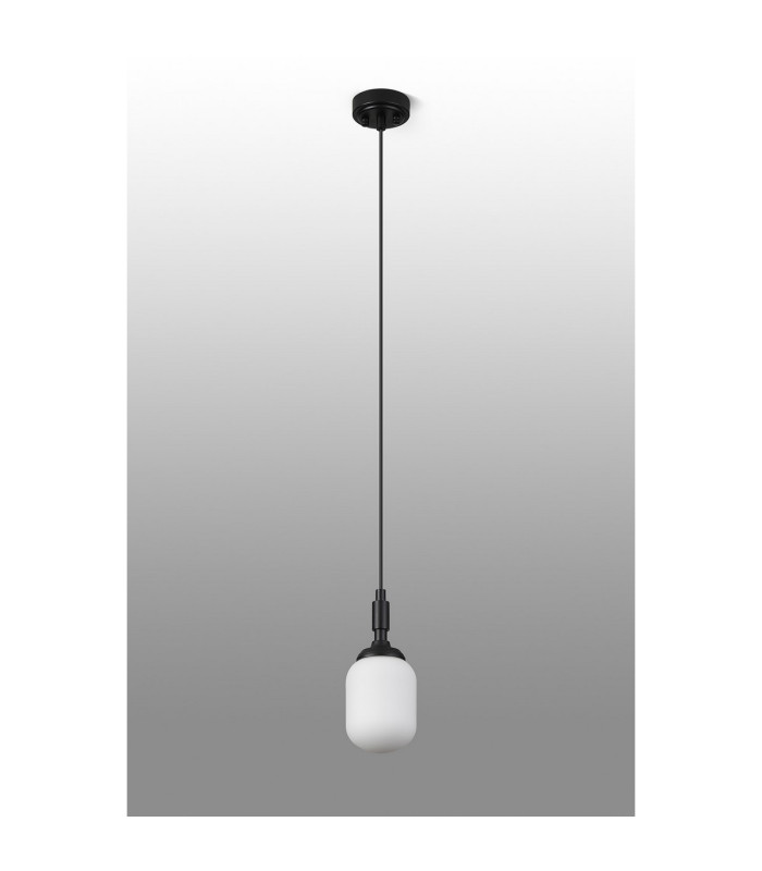 Richmond 9cm Pendant 1 Light G9 IP44 Satin Black/Opal Smooth Tubular Glass-9