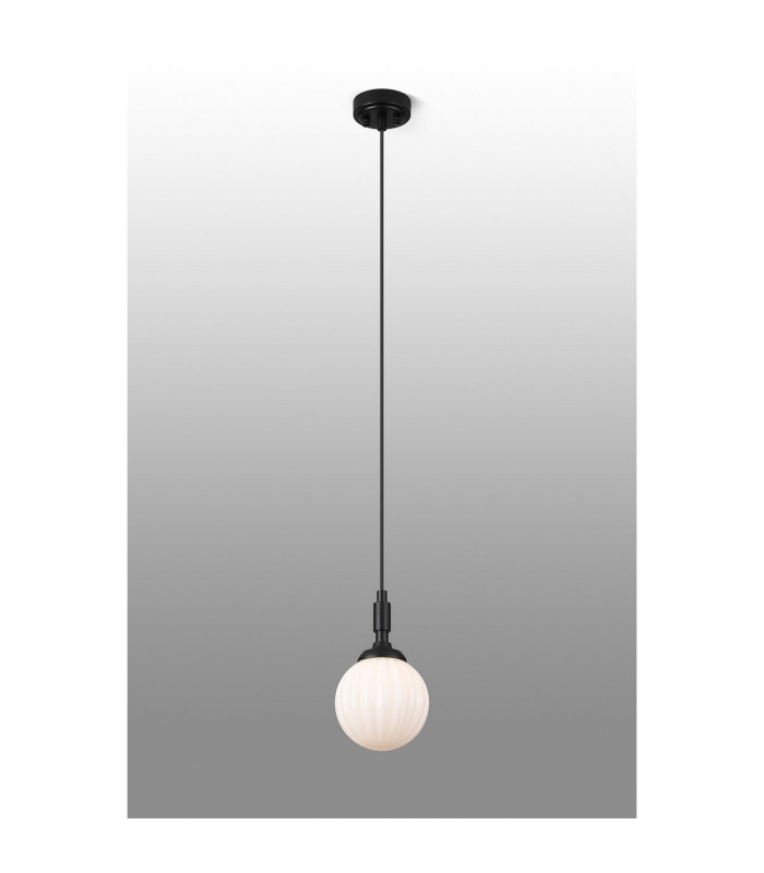 Richmond 12cm Pendant 1 Light G9 IP44 Satin Black/Opal Round Segment Glass-3