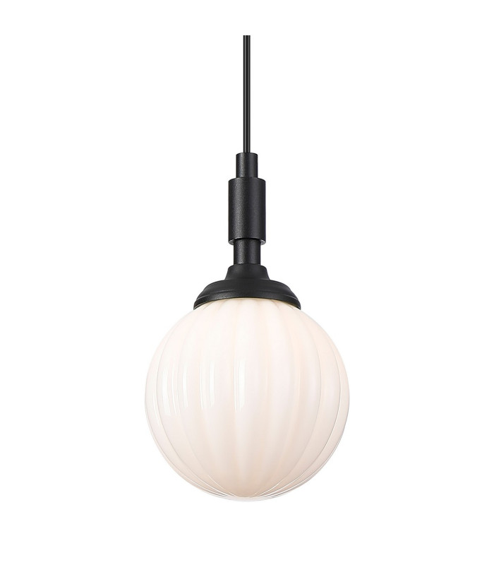 Richmond 12cm Pendant 1 Light G9 IP44 Satin Black/Opal Round Segment Glass-8