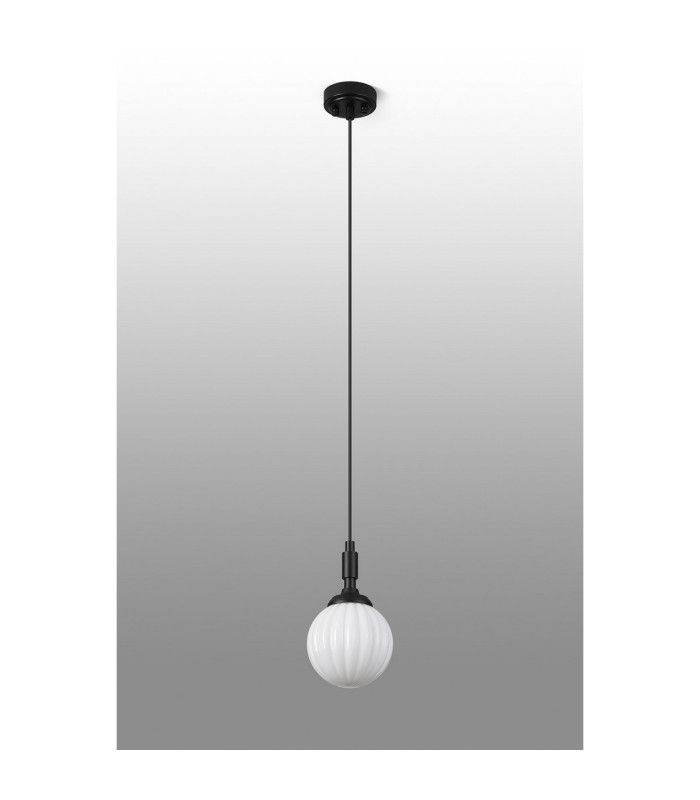 Richmond 12cm Pendant 1 Light G9 IP44 Satin Black/Opal Round Segment Glass-9