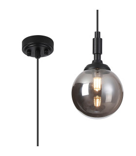 Richmond 12cm Pendant 1 Light G9 IP44 Satin Black/Smoke Smooth Round Glass-1