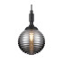 Richmond 12cm Pendant 1 Light G9 IP44 Satin Black/Smoke Ribbed Round Glass-7