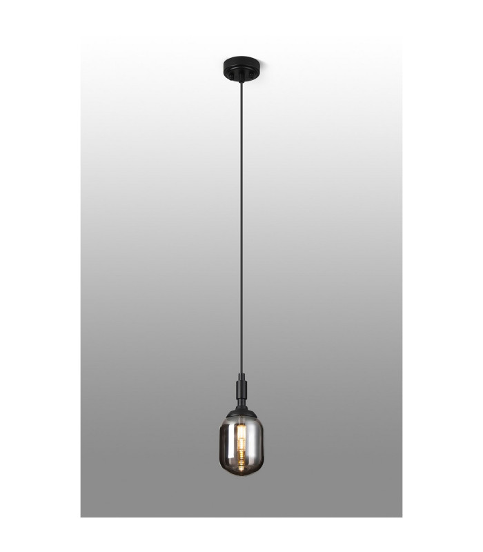 Richmond 9cm Pendant 1 Light G9 IP44 Satin Black/Smoke Smooth Tubular Glass-3