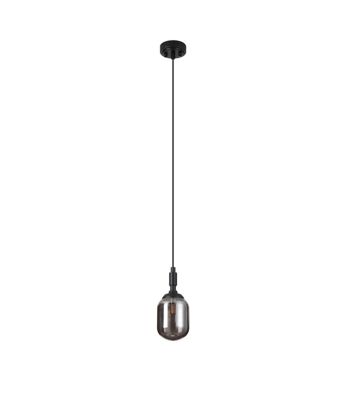 Richmond 9cm Pendant 1 Light G9 IP44 Satin Black/Smoke Smooth Tubular Glass-5