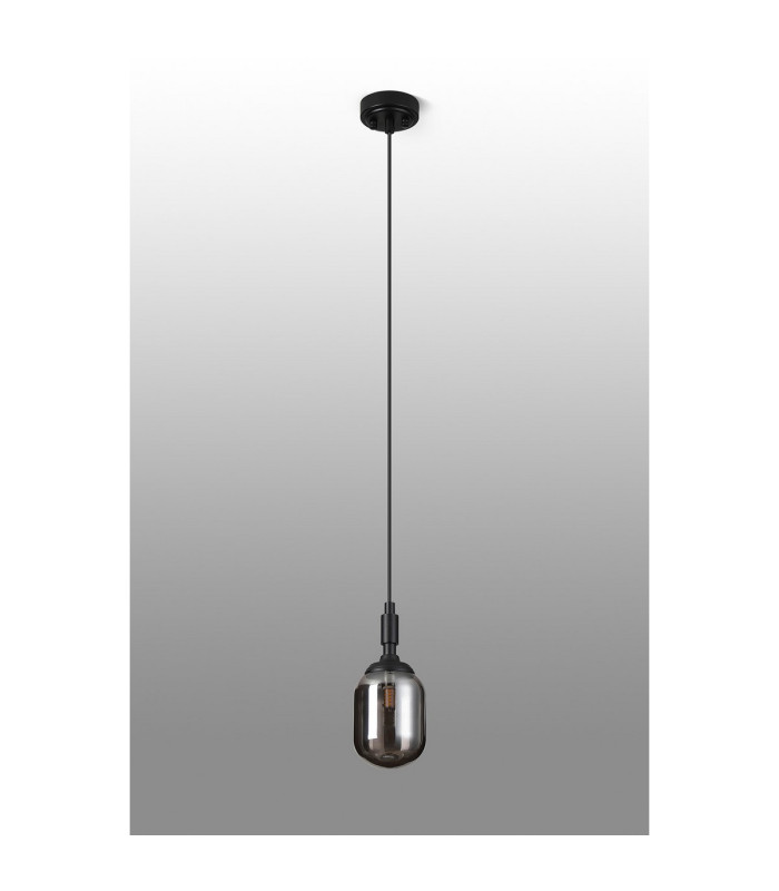 Richmond 9cm Pendant 1 Light G9 IP44 Satin Black/Smoke Smooth Tubular Glass-8