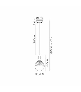 Richmond 12cm Pendant 1 Light G9 IP44 Satin Black/White Two-Tone Snow Specks Round Glass-2