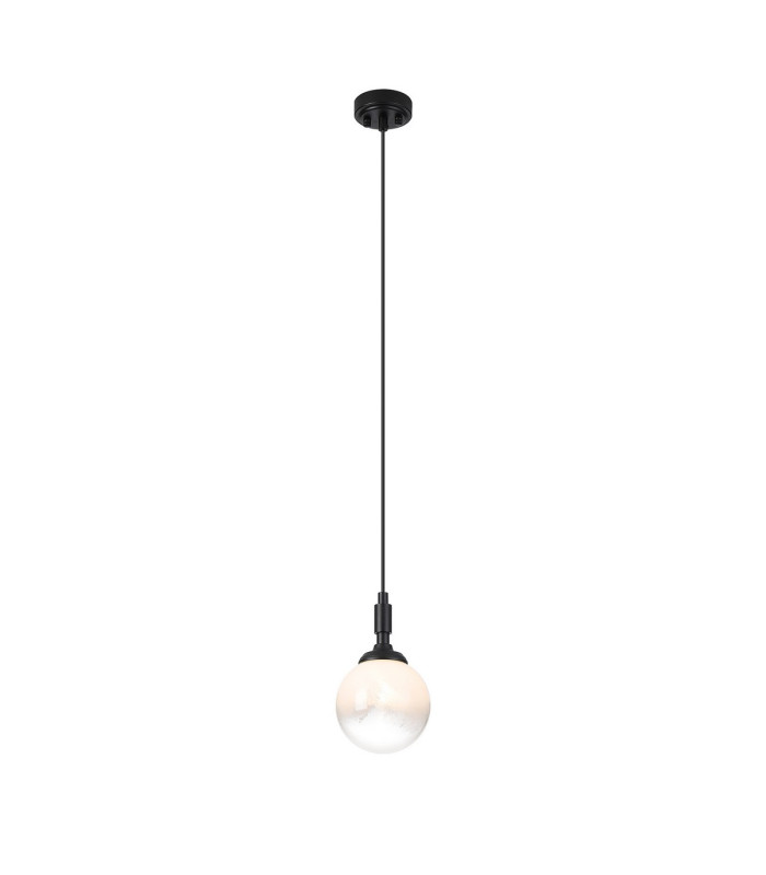Richmond 12cm Pendant 1 Light G9 IP44 Satin Black/White Two-Tone Snow Specks Round Glass-5