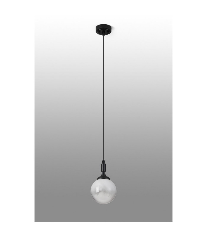 Richmond 12cm Pendant 1 Light G9 IP44 Satin Black/White Two-Tone Snow Specks Round Glass-9