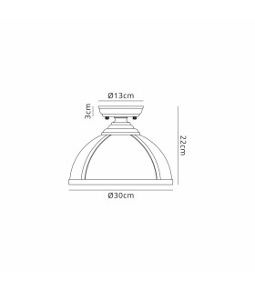 Cairo 30cm Flush Ceiling Fitting 1 x E27 Antique Brass / Clear-2
