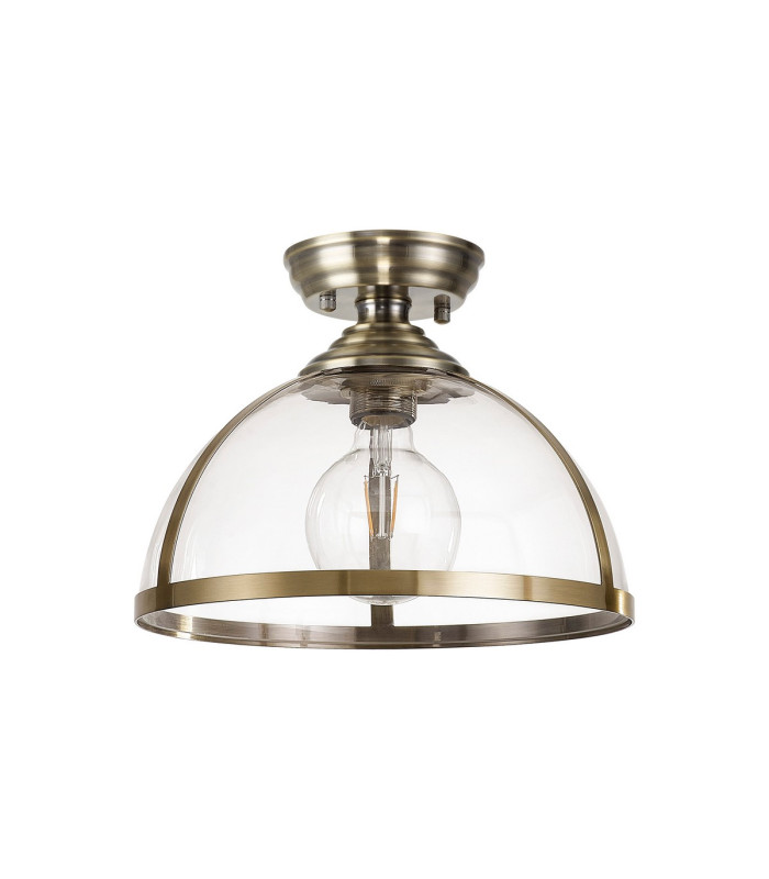 Cairo 30cm Flush Ceiling Fitting 1 x E27 Antique Brass / Clear-4
